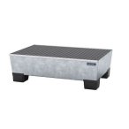   Acél felfogótálca PP lábakkal, 1 240 x 815 x 360 mm, rácsrostéllyal (tűzihorganyzott)