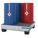   Acél felfogótálca PP lábakkal, 1 240 x 1 210 x 295 mm, , rácsrostéllyal (tűzihorganyzott)