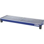   Acél felfogótálca PP lábakkal,  2 470 x 815 x 255 mm, kék, rácsrostéllyal