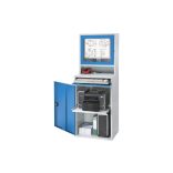 Számítógépes munkaállomás, acéllemezből, monitorházzal