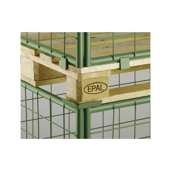 Acélcső rácsos raklapkeret 1 hosszanti oldal, félig lehajtható 1800 mm magas, 1000 x 1200 mm