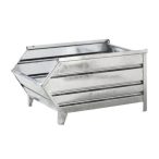   Egymásra rakható acéllemeztároló kivételi nyílással, 1200 / 1000 x 800 mm, horganyzott