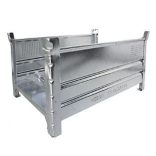 Tároló hosszú árukhoz 2 hosszanti fallal, 1200x800x600 mm, horganyzott