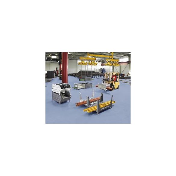 Tároló hosszú árukhoz 2 hosszanti fallal, festett 1000x800x600 mm