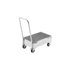   Mobil felfogótálca acéllemezből,  800 x 500 mm, 2 db 60 l-es hordó álló helyzetben, tűzihorganyzott