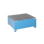 Acél felfogótálca IBC/KTC tartálykonténerekhez, 1 db 1000 l-es konténerhez / 4 db 200 l-es hordóhoz álló helyzetben, porszórt bevonattal, világoskék színben