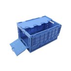   Polipropilén összehajtható doboz, űrtartalom 65 l, 400x600x320 mm, homlokoldali nyílólappal, zsanéros fedéllel, egymásra rakhatók