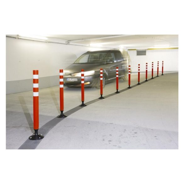 Rugalmas lezáróoszlop, fényvisszaverő csíkkal, magasság 450 mm