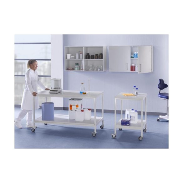 Mobil asztal laborokba, rakodópolccal, szé x mé x ma 1500 x 750 x 900 mm, teherbírás 200 kg