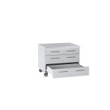 Alacsony laboratóriumi alsó szekrény, 3 fiók, szélesség 836 mm