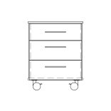 Alacsony laboratóriumi alsó szekrény, 3 fiók, szélesség 836 mm