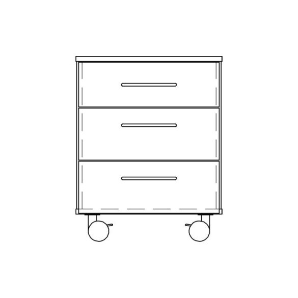 Alacsony laboratóriumi alsó szekrény, 3 fiók, szélesség 836 mm