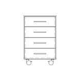 Magas laboratóriumi alsó szekrény, 4 fiók, szélesség 1136 mm