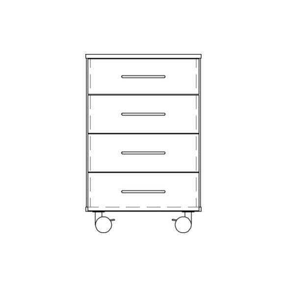 Magas laboratóriumi alsó szekrény, 4 fiók, szélesség 1136 mm