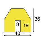Élvédő, BB típus, 5 m-es darab, fekete / sárga