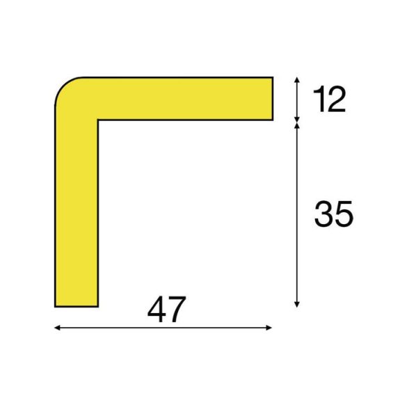 Sarokvédő, H típus, vágás egyedileg, folyóméterenként, fekete / sárga 