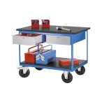   Prémium szerelőkocsi, 2 fiók, világoskék váz, fehéralumínium előlapok 