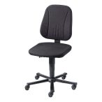   Elektromosan vezetőképes munkahelyi forgószék, görgőkkel, fekete szövetkárpit, acélcső öttalpú váz