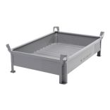 Egymásra rakható acéllemez tároló, alacsony típus, 800x1200x300 mm, teherbírás 2000 kg