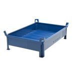   Egymásra rakható acéllemez tároló, alacsony típus, 1000x1200x200 mm, teherbírás 500 kg