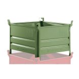 Egymásra rakható, zárt falú tároló, 800x1000x500 mm, teherbírás 2000 kg