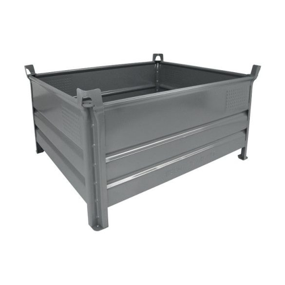 Egymásra rakható, zárt falú tároló, 1 000x1200x600mm , teherbírás 2000 kg