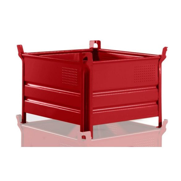 Egymásra rakható, zárt falú tároló, 800x1000x600 mm, teherbírás 500 kg