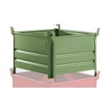 Egymásra rakható, zárt falú tároló, 800x1000x600 mm, teherbírás 500 kg