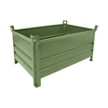 Egymásra rakható, zárt falú tároló, 800x1200x600 mm, teherbírás 500 kg