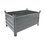 Egymásra rakható, zárt falú tároló, 800x1200x600 mm, teherbírás 500 kg