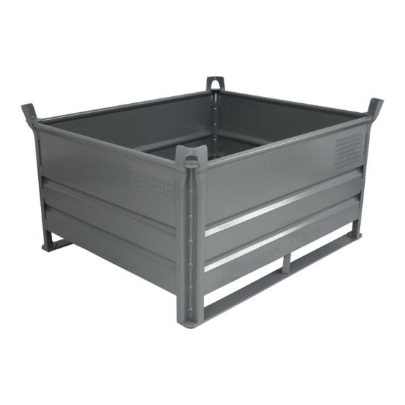 Egymásra rakható tároló talpakkal, 1000x1200x500 mm, teherbírás 1000 kg