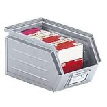 Nyitott tárolódoboz acéllemezből, térfogat 2,6 liter, 148x240x130 mm, horganyzott