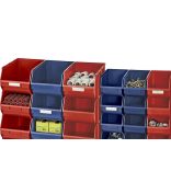 Elöl nyitott összekapcsolható tárolódoboz 210x341x167 mm (piros) ( 10 db/cs)