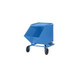 Billenthető tároló ömlesztett árukhoz, tömörgumi abroncsokkal, villafészkek nélkül, térfogat 0,4 m³