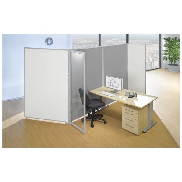 Válaszfal, műanyag, világosszürke keret, 1300 x 1300 mm