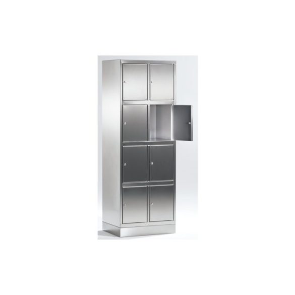 Rozsdamentes acél szekrény, széfszekrény, 8 rekesz, 625 x 500 x 1800 mm