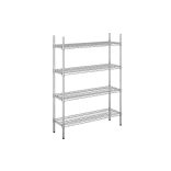 Higénikus krómozott rácsos állvány 4 db 150 kg / polc 910x610x1370 mm