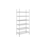 Higénikus krómozott rácsos állvány 6 db 150 kg / polc 910x610x2180 mm