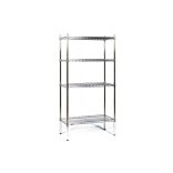 Higénikus krómozott rácsos állvány 4 db 250 kg / polc 910x610x1370 mm