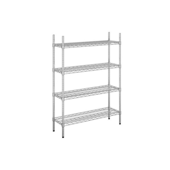 Higénikus krómozott rácsos állvány 5 db 250 kg / polc 910x610x1880 mm