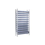 Kapcsolható bővítő állvány 1006x336x2000 mm 96 dobozzal, 12 polc, 