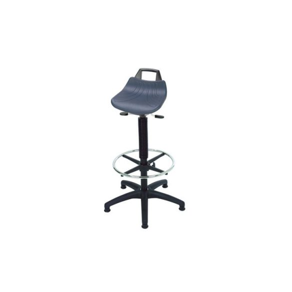 Munkahelyi zsámoly gázrugós, csúszótalpakkal és krómozott lábtartó gyűrűvel