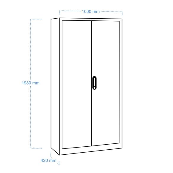 MB Fém irattároló szekrény 4 polccal 1000x420x1980 mm