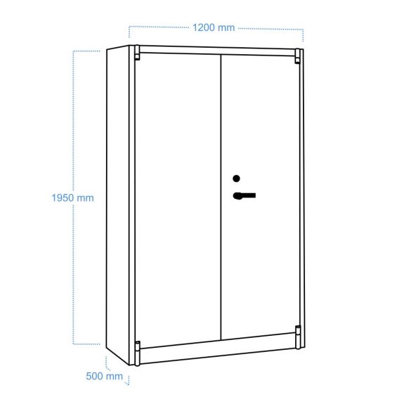 MB Tűzbiztos szekrény 4 polccal 1200x500x1950 mm