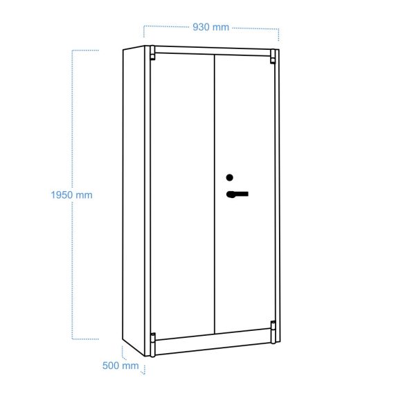 MB Tűzbiztos szekrény 4 polccal 930x500x1950 mm