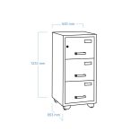 Tűzálló függőmappatároló szekrény 3 fiókkal 545x653x1233 mm (FIRE FILE 3)