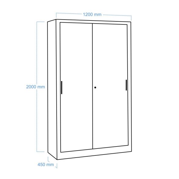 Tolóajtós szekrény 4 polccal 1200x450x2000 mm