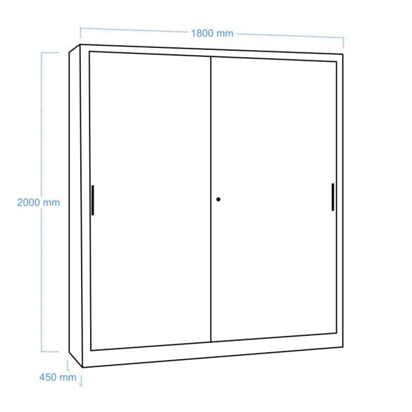 Tolóajtós szekrény 2x4 polccal 1800x450x2000 mm