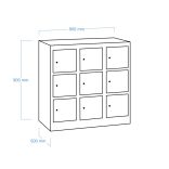 9 rekeszes értékmegőrző szekrény 900x500x900 mm