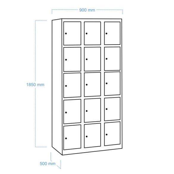 15 rekeszes szekrény   900x500x1850  mm